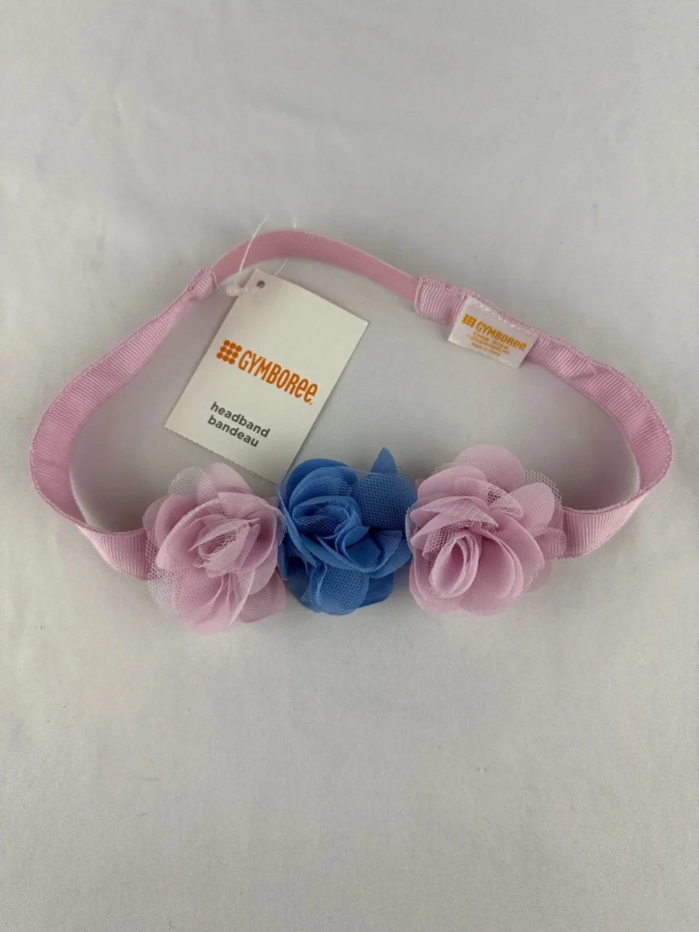 NWT Gymboree Pink and Blue Flower Elastic Headband